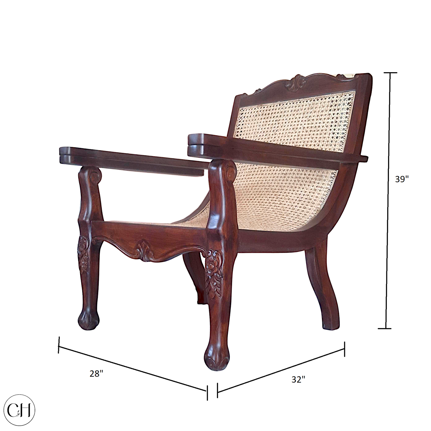 Raj - Teakwood Planters Chair with Extendable Arms - CustHum