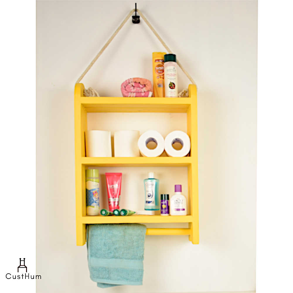 CustHum-Roma-rustic farmhouse style rope shelf-yellow