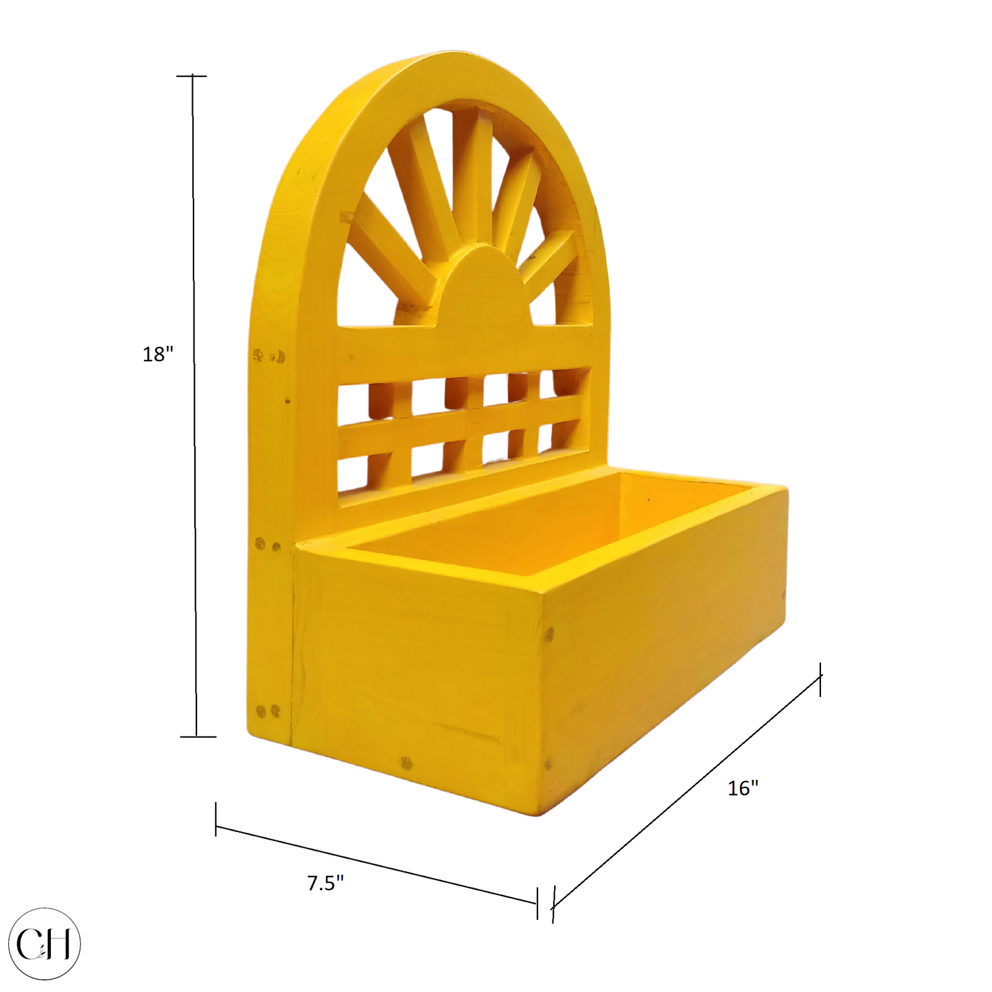 Sol - Small Wall-mounted Wood Planter Box - CustHum