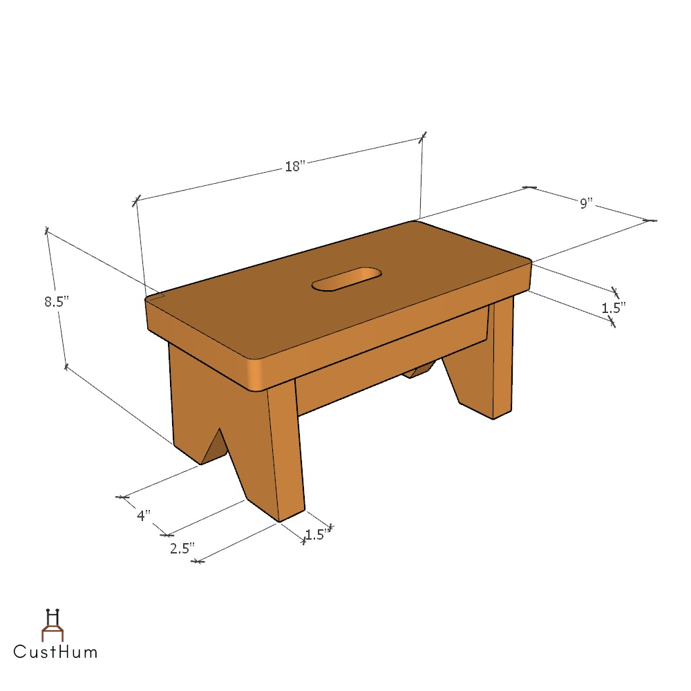 CustHum-Step-small wooden stool-dimensions