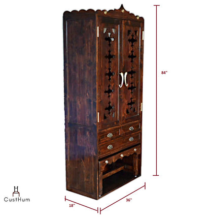 CustHum-Stuti-large puja cabinet with stowable bench-dimensions