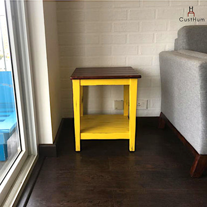 CustHum-Vasanth-solid wood side table-at customers