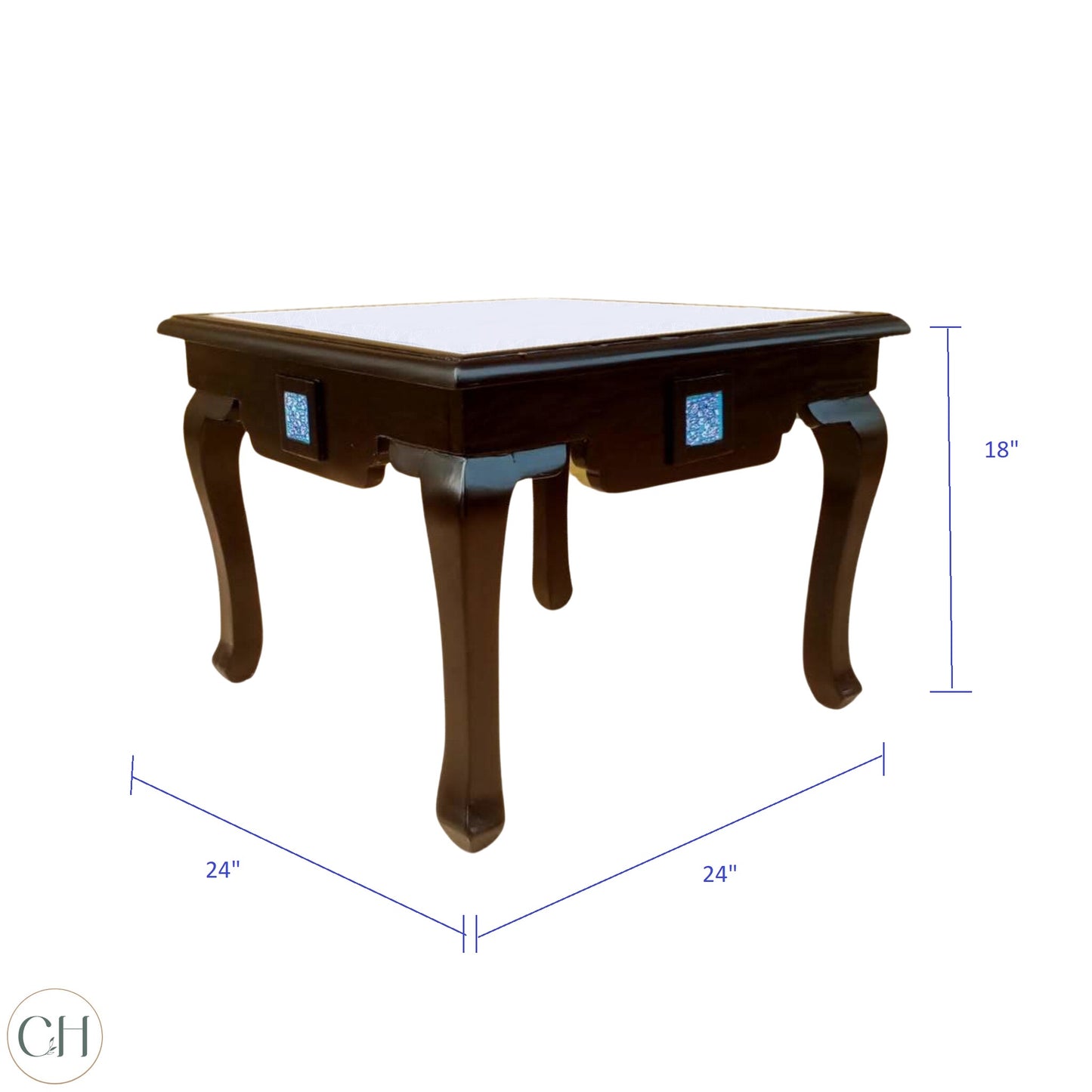 Viola - Ornate Solid Wood Side Table with Toughened Glass Top - CustHum