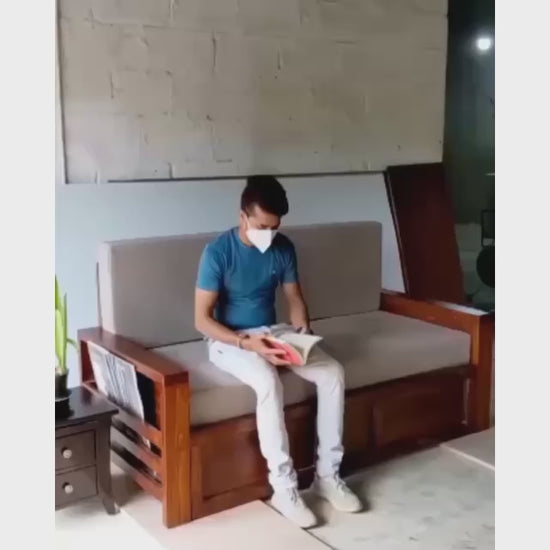 CustHum - how to operate expandable sofa-cum-bed with magazine holders on either side